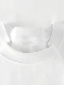 Nueva camiseta de moda para mujer con cuello redondo, camiseta de algodón, diseño floral vintage, camisa bohemia de verano, estampado de letras, camiseta de manga corta a, camiseta con estampado de letras, cuello redondo estándar, tela cómoda y transpirable. Camiseta blanca lisa, diseño versátil para el verano. - Blanco - Ver 3