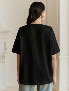 One Piece From The New 2026 Summer Collection: A Casual Short-Sleeved, Crew-Neck T-Shirt In White, Suitable For Spring And Summer Holidays. Sizes: S–7XL. | Ships Within 24 Hours. 180g, 100% Cotton - 黑色 - 查看 2