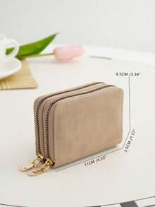 Solid Color Short Large Capacity Card Holder - Khaki - View 2