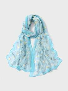 1 Stück Neuer Damen Floral Georgette Hijab/Schal, leicht, weich, atmungsaktiv, langer Schal, hochwertig digital Muster, modischer vielseitiger Schal, geeignet für tägliche Unternehmungen, Spazieren, Einkaufen, alle Jahreszeiten - Verschiedenfarbig - Übersicht 19