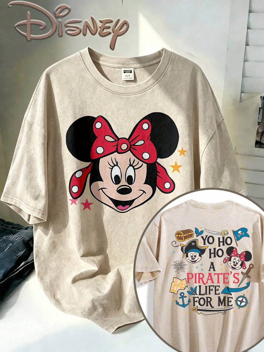 Disney Oversize Round Neck Washed T-Shirt With Disney Minnie Mouse Print, Disneyland, Disney Animal Kingdom, Disney Family Vacation Trip, Summer Outfits For Women, Vacation Outfits Women, Dresses,, Dresses For Women, Summer Clothes, Summer Tops, Capris For Women, Rompers For Women, Jeans For Women, Jorts, Graphic Tees Women, Tank Tops Women, Dresses For Women Summer, Summer Tops, Summer Clothes, Summer, Swimsuits For Woman, Bathing Suits For Women, Bikinis, White Tank Top, Women Sweatshirts & Hoodies, Cord Sets For Women, Trajes Elegantes De Mujer, Conjuntos De Dos Piezas Para Mujer, Skirt Two Piece Set, Conjuntos De Mujer, Blusas, Trajes De Mujer Casual, Free Shipping, Co Ords Sets Women, Faldas - Màu be - Xem 1