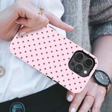 Rosa Polka Dot Handyhülle, weiches Mädchen, niedliches Design, Y2K Stil, Cute , für iPhone iPhone17 iPhone16 15 14 13 12 11Pro Max,  S25 S24 S23 S22 FE - Weiss - Übersicht 4