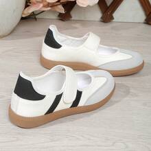 2026 New Lightweight Mary Jane Sneakers, Versatile Color Block Slip-On Casual Shoes For Women, Retro German Style, Comfortable & Non-Slip - White - View 3