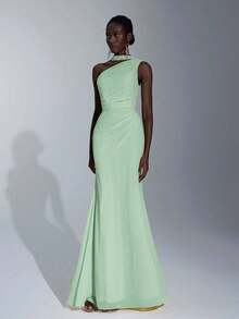 Women Midi Dresses - Mint Green - View 5