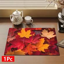 1pc Maple Leaf Pattern Printed Absorbent Dish Drying Mat, Espresso Machine Countertop Absorbent Mat, Sink Drain Mat, Soft Faucet Absorbent Mat, Sink Cup Mat, Home Decor, Kitchen & Bathroom Accessories - Multicolor - View 12