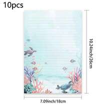 10/20/30pcs Watercolor Underwater World Writing Paper, Sea Turtle Marine Life Themed Writing Paper,Suitable For Journaling, Pen Pal Letters, DIY Craft Projects - Ocean - View 10