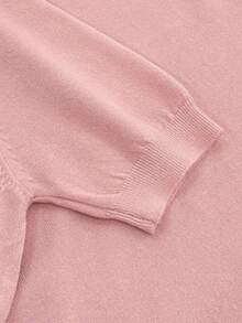 Camiseta de punto de manga corta de unicolor y peso ligero para mujer, top minimalista de verano - durazno - Ver 4