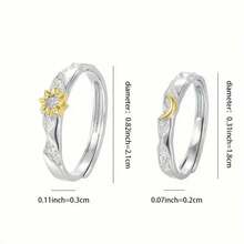 2 Sun And Moon Rings 925 Sterling Silver For Couple Promise Gift - 1 - View 2
