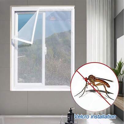 Màn chống muỗi cửa sổ, lưới trắng thoáng khí trong suốt với viền trắng, màn chống côn trùng có khóa dán, dễ dàng lắp đặt cho cửa sổ và cửa ra vào nhà, vật dụng thiết yếu cho mùa hè.