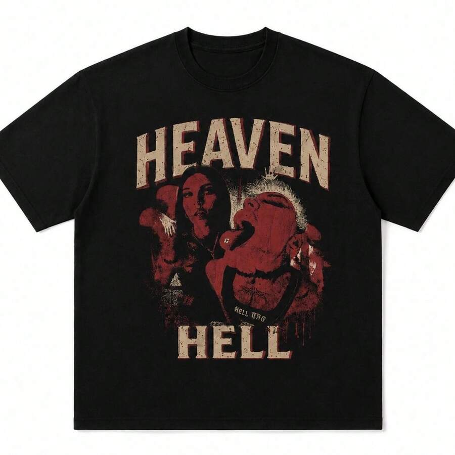 Printed T-Shirt For Men And Women - Black - View 1