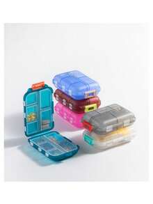 10-Compartment Portable Dual-Layer Pill Box, Waterproof Medicine Storage Container - Multicolor - View 5