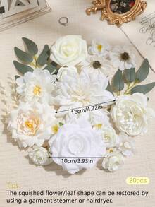 20/40pcs White Artificial Flower Heads, Assorted Sizes Of Daisy, Hydrangea, Rose, Suitable For Wedding Decor, Room/Home Decor, Party, Birthday Gifts, Etc. - Multicolor - View 8