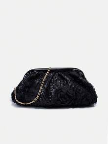 1 chiếc túi xách dự tiệc sang trọng đính sequin thời trang mới dành cho bé gái, túi đeo vai dây xích đính hoa ren, túi đeo chéo, túi xách tuổi teen, ví cầm tay, túi dự tiệc, túi dây xích, ví đựng tiền xu, ví tiền, thích hợp cho sử dụng hàng ngày, dự tiệc, du lịch, quà tặng lý tưởng. - Ren đính kim sa - Xem 8