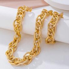 1 Set Double-Layer Chain Necklace And Bracelet Set, Suitable For Daily Wear And Gift Giving - Multicolor - View 4