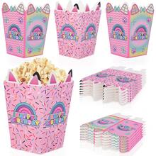 10pcs/20pcs/40pcs Cartoon Cat Theme Paper Popcorn Boxes, 2 Styles Pink Cat Ear Happy Birthday Paper Candy Boxes, Size 3.14"X2.36"X4.92"/5.1", Rainbow, Sprinkles And Paw Print Pattern Design, Suitable For Baby Shower Party, Birthday Party, Movie Night, Party Favors Unisex - Multicolor - View 7