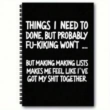 1pc Humorous Procrastination Spiral Notebook | "Things I Need To Do (Intentionally Misspelled) But Probably Won't..." Black Cover With Bold White Text, Empathetic Productivity Checklist Diary For Daily Tasks, A5 Size - L - View 7