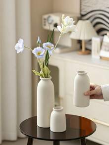 Small Flower Vases For Decor, Modern Boho Farmhouse Style, Decorative Vases For Pampas Grass & Dried Flowers, Distressed Finish - 1PC - View 6