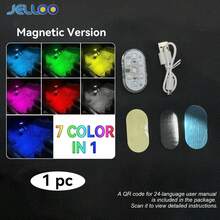 JELLOO 7 couleurs Éclairage d'ambiance de voiture à capteur tactile, 6 perles LED lumineuses, Lumière de nuit LED de voiture rechargeable par USB, Accessoires automobiles - Taille Unique - Voir 19