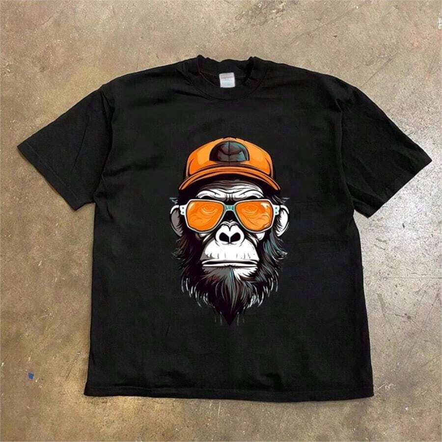 Camiseta de Verano con Estampado de Anime Chiikawas, Estilo Vintage Japonés, de Algodón Puro, Camiseta de Moda de Manga Corta para Hombre |   Diseño exquisito |   Suelto y cómodo |   Fácil de combinar | - Negro 2 - Ver 1