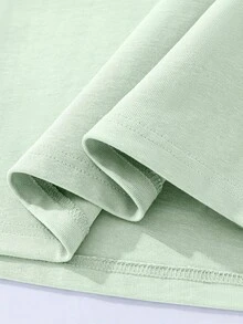 Camiseta de manga corta de talla grande para mujer , nueva ropa de verano popular para mujer de talla grande, corte holgado, 100% algodón puro, suave - fácil de usar, lavar y cuidar. - verde agua - Ver 5