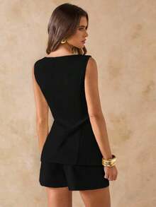 Conjunto de dos piezas para mujer para uso diario - Negro - Ver 2