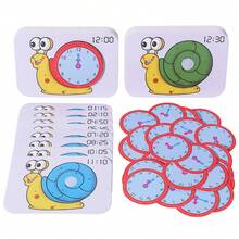 Snail Clock Time Recognition Cards, Preschool Kindergarten Time Teaching Clock Educational Toys, Cultivate Time Awareness, Grasp Time And Develop Good Habits Of Daily Time Learning - Multicolor - View 1