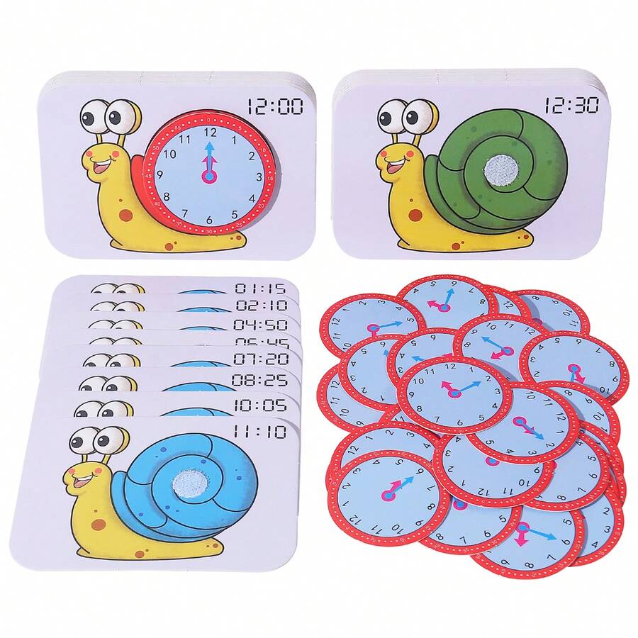 Snail Clock Time Recognition Cards, Preschool Kindergarten Time Teaching Clock Educational Toys, Cultivate Time Awareness, Grasp Time And Develop Good Habits Of Daily Time Learning - Multicolor - View 1