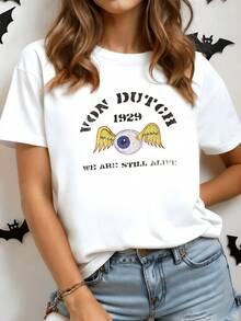 A Winged Eye Symbolizing The Freedom Of The Soul And Inner Vision, Accompanied By A Message Of Strength And Perseverance. A Modern, Casual White Women's T-Shirt For Everyday Wear. - 白色 - 查看 1