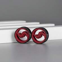 2 piezas Túneles de oreja de ciempiés rojos Hipoalergénicos de acero inoxidable 316, Túneles de oreja con doble reborde, Joyería de perforación de insectos góticos punk para Halloween y fiestas - ciempiés - Ver 8