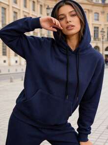 Jaket Berkerudung Kasual Olahraga Wanita untuk Semua Musim, Serbaguna dan Mudah Dipadukan dengan Pakaian Apa Pun - Navy Blue - View 7
