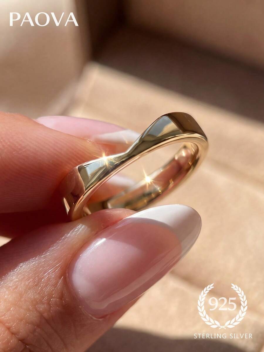 1件優雅獨特女款金色戒指珠寶 週年生日禮物 - 金色 - 查看 1