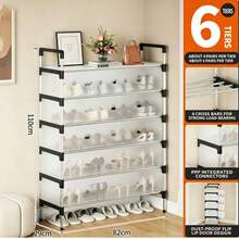 Simple Shoe Rack, Entryway Shoe Rack, Home Dorm Storage Rack, Hallway, Corridor, Bedroom, Multi-Layer Dust-Proof Shoe Rack, Large Capacity Shoe Cabinet, Shoe Storage, Shoe Organizer, Space-Saving Shoe Cabinet, Storage Rack - Multicolor - View 5