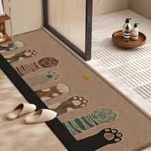 1pc Cat Paw Print Linen Kitchen Rug, Bathroom Mat, Doormat, 3D Printed Rectangle Carpet For Living Room, Bedroom, Hallway, Bathroom, Laundry Room - Polyester Rug For Indoor And Outdoor Home Decor - Multicolor - View 1