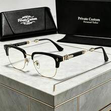 1 Pair Fashion Half-Frame Retro Luxury High-End Unisex Glasses, TR Material, Transparent, Suitable For Indoor TV Watching, Gaming, Computer Use, Commuting, Protection. Bohemian All Seasons - Clear - View 2