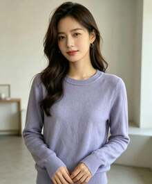Women's Winter Fashion Sweater, Super Comfortable. - 淡紫色 - 查看 1