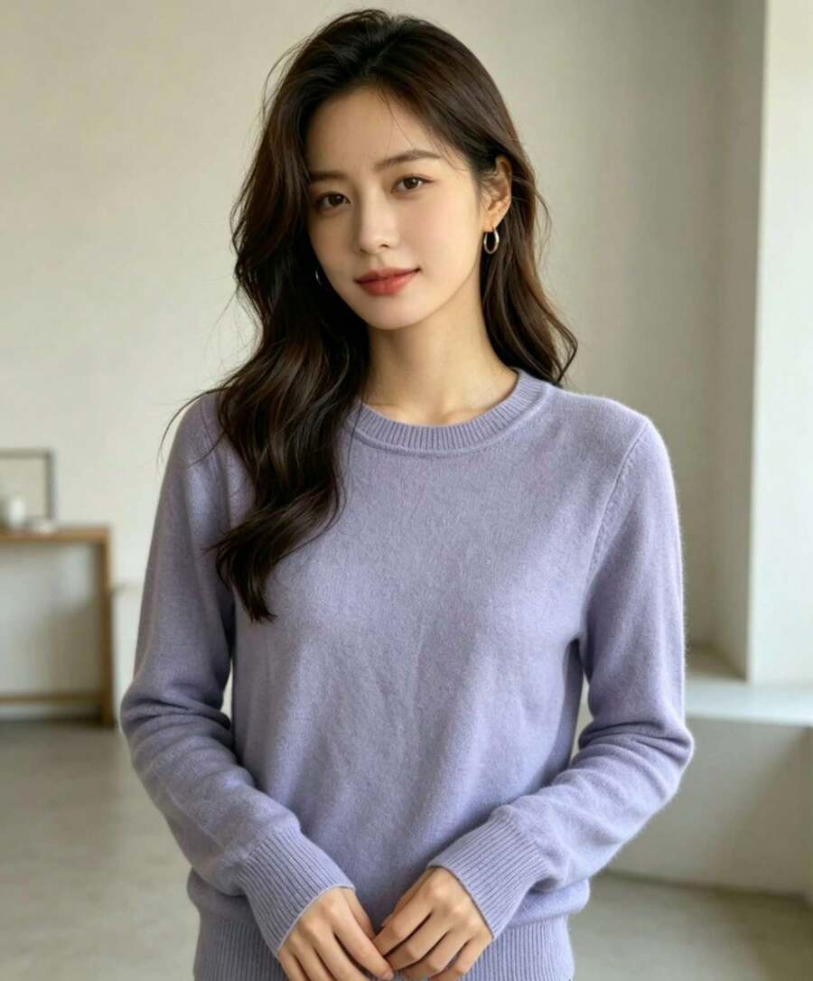 Women's Winter Fashion Sweater, Super Comfortable. - 淡紫色 - 查看 1