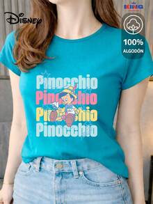 This High-Quality 100% Cotton T-Shirt Guarantees Exceptional Softness To The Touch, A Round Neck With A "Disney  Retro Star" Print, And Short Sleeves. - Turquoise - View 1