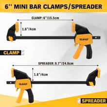 ELEAD 2pcs 6-Inch Mini F-Clamp, One-Handed Quick Release, 75lbs Load Capacity, Suitable For Woodworking, DIY, Crafts, Home Repair And Desktop Projects, Practical Tool Gift For Men, Woodworkers And DIY Enthusiasts - 2-pack 6" Mini Bar Clamps - View 3