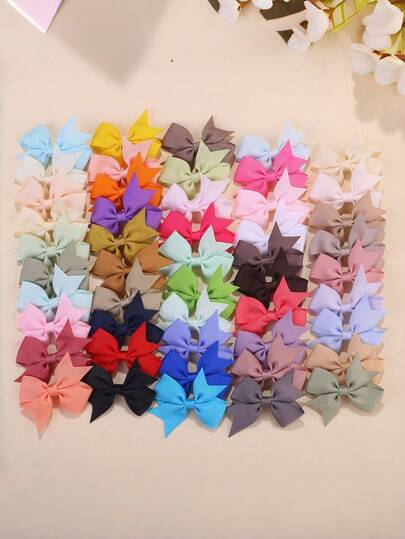 20pcs Colorful Symmetrical Bow Hair Clips - Yellow & Pink, Suitable For Girls, Gift Use