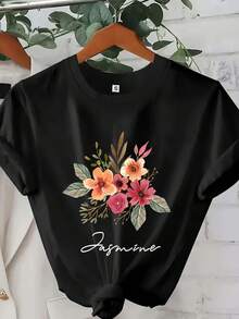 Camiseta 2026personalizadaconnombrefloralregalosparadamasdehonraregalosparaelDíadelaMadre,regalosfestivos,camisetapersonalizadadeflores,regaloparaelDíadelaMadre,regaloparamamá,madredeSanValentín,camisetademadreconnombresT-shirt - Negro - Ver 1
