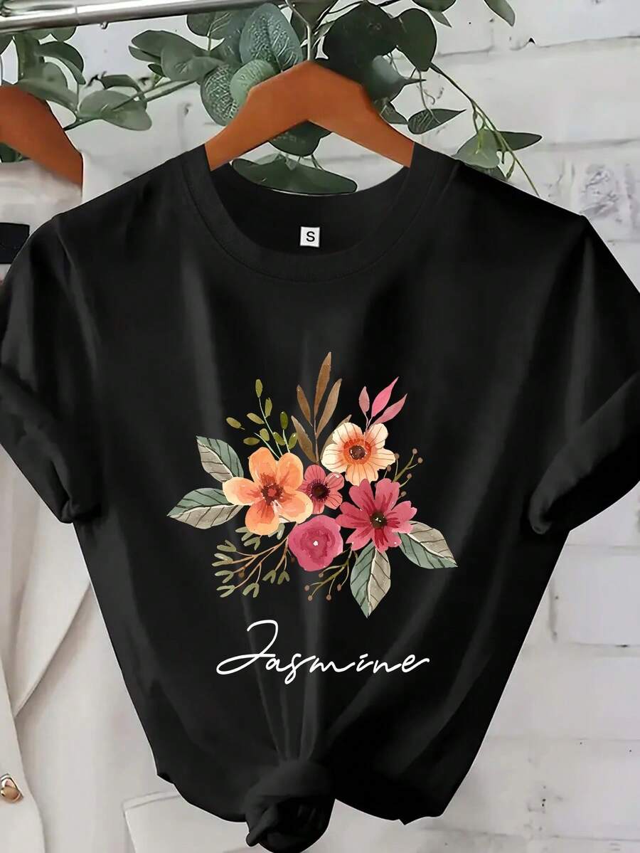 Camiseta 2026personalizadaconnombrefloralregalosparadamasdehonraregalosparaelDíadelaMadre,regalosfestivos,camisetapersonalizadadeflores,regaloparaelDíadelaMadre,regaloparamamá,madredeSanValentín,camisetademadreconnombresT-shirt - Negro - Ver 1
