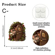 1/4 pezzi Mini decorazione porta a forma di topo, stile, adatto per giardino, scale, tronco d'albero, battiscopa, decorazione per la casa e bomboniere per feste - Porta elfica in legno - Visualizzare 16