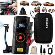 SUITU 汽車緊急啟動器 - 12V 緊急啟動器套件，便攜式啟動器，智能充氣泵，行動電源，內建 LED 燈的充氣機。注意：充氣機配備 7.4V 2000mAh 電池，緊急啟動器配備 14.8V 1500mAh 電池 - 无线 - 查看 1