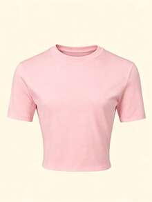 Y2K Women's Casual T-Shirt With Italian Lettering, "MILANO Italy" Gold Letter Print Design - Summer Outfits For Women,Back To School - 粉色 - 查看 2