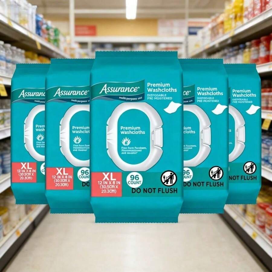 Premium XL Adult Disposable Washcloths, Pre-Moistened Cleansing Cloths, Extra-Gentle & Durable - 1 Pack (96 Count) - View 1