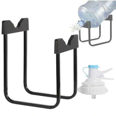 Water Jug Stand With Dispensing Valve - Inverted Water Bottle Base, Stable And Easy To Use Design, Ideal For Bedroom And Home, With Flat Mouth Tap (Black)