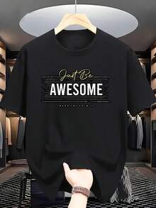 Camiseta unisex de manga corta, para hombre Verano Corto Manga Camiseta con Carta '' Imprimir - Informal Redondo Cuello Transpirable Superior, Corto Manga Verano Desgaste para Caliente Clima, Máquina Lavable & Seco Lavable Versátil para Informal o Informal Conjuntos de ropa - En Existencias ()playeras hombre, , ,  mujer,romwe hombres, boho chic,maestras regalos,camiseta para conjuntos de mujer con curvas para mu,y2k, - Negro - Ver 6