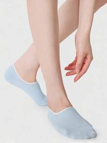 1 Pair/5 Pairs Women's Morandi Color Block Invisible Socks, Lightweight Fresh Vibrant Color Block Boat Socks, Suitable For Summer - Multicolor - View 5