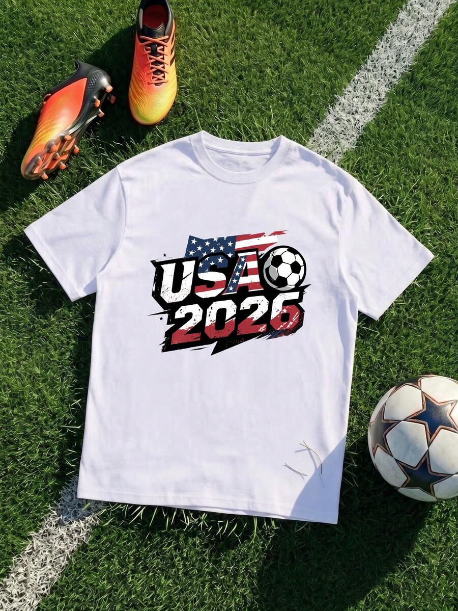 Mens USA Mexico Canada 2026 National Team Soccer Number 10 One Nation One Team Graphic Print T-Shirt Fan Blokecore Streetwear Casual Shortsleeve Shirt - 白色2 - 查看 1