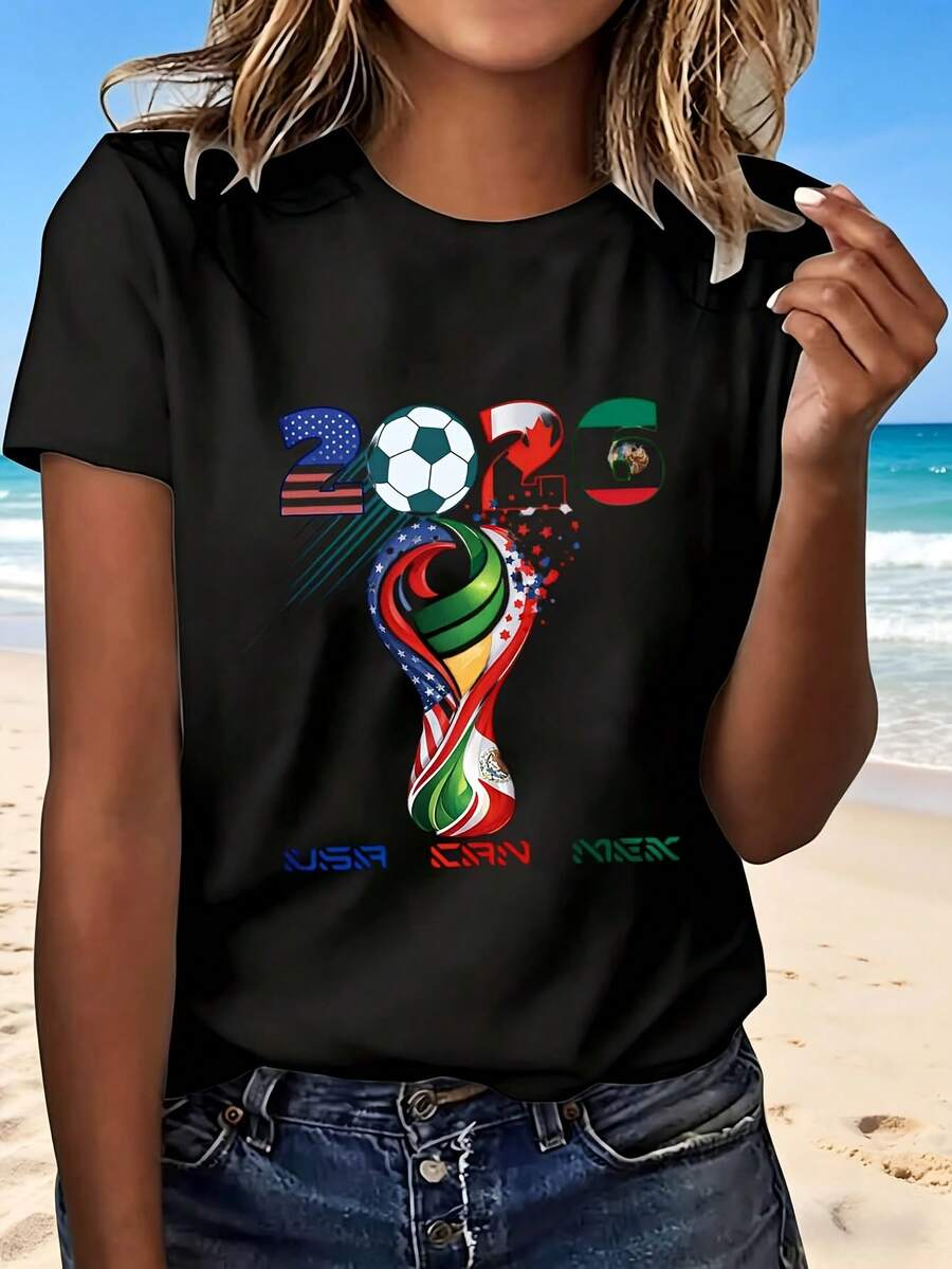 2026 World Cup Usa Canada Mexico Soccer Jersey T Shirt With Fashion Design Style Perfect For Sports Fans And Casual Wear Great Gift For Football Lovers - 黑色 - 查看 1